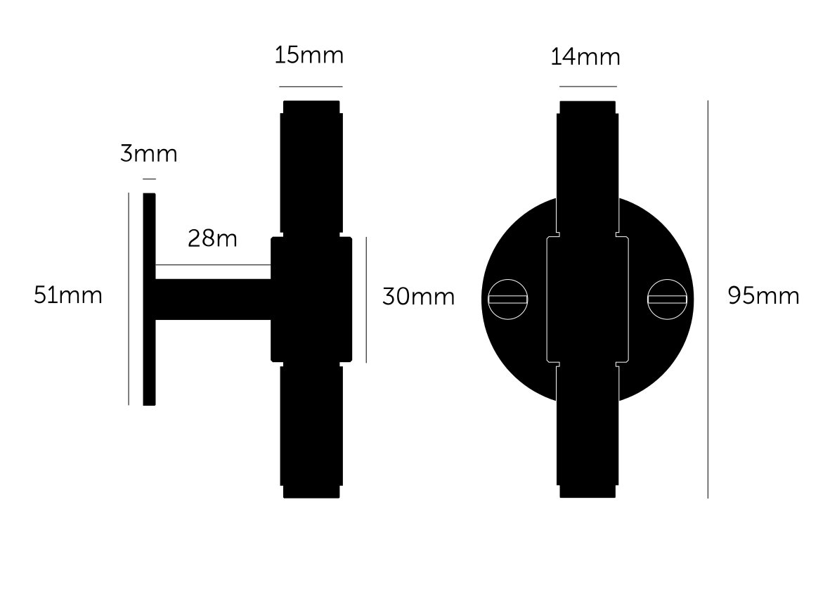 Мебельная ручка Buster and Punch T-Bar Plate схема