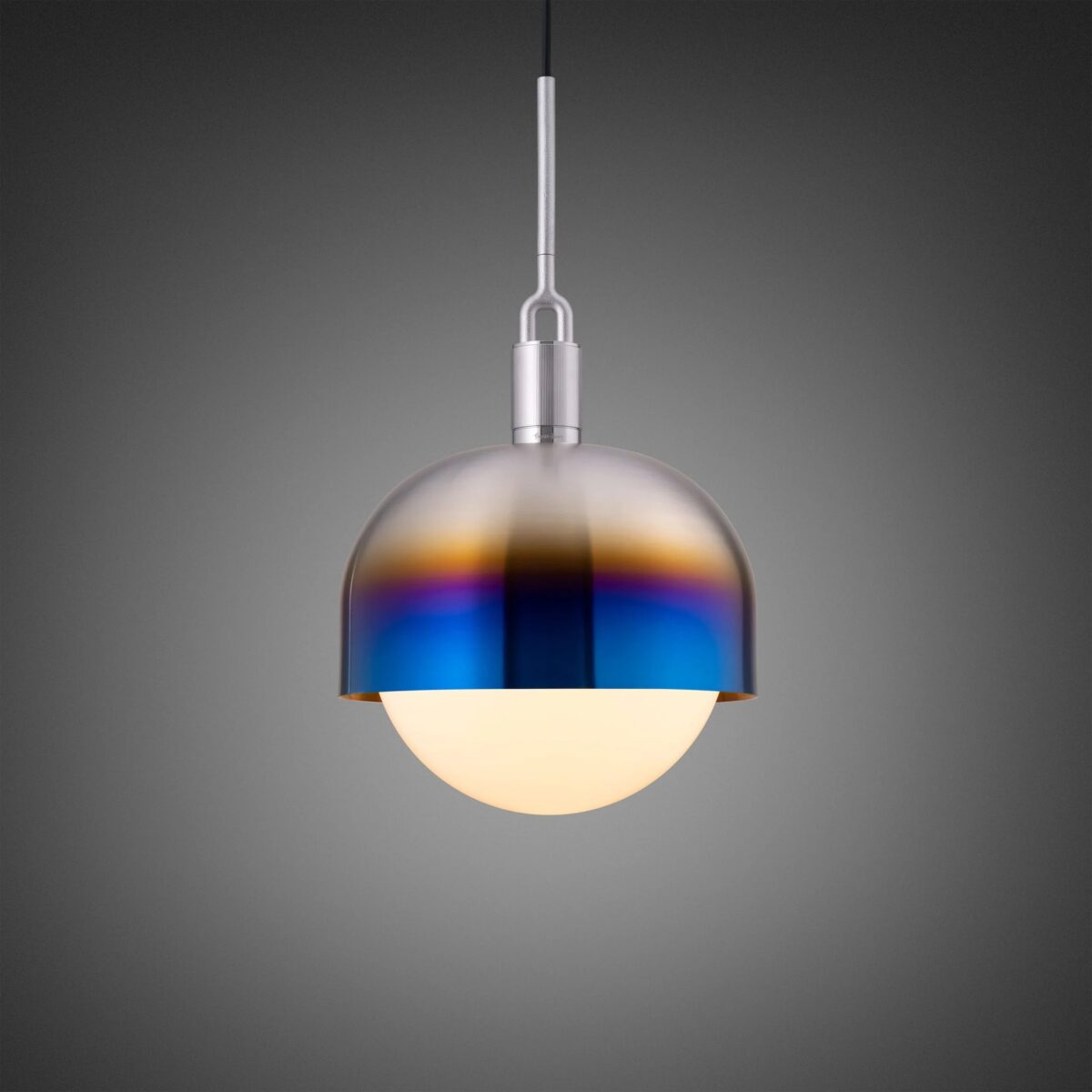 Светильник Buster and Punch FORKED PENDANT SHADE GLOBE OPAL LARGE BURNT STEEL