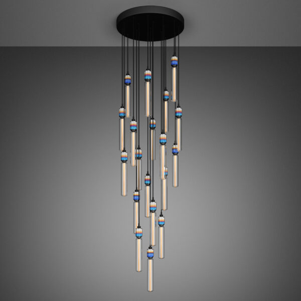 Светильник Buster and Punch HEAVY METAL LINEAR CASCADE CHANDELIER BURNT STEEL