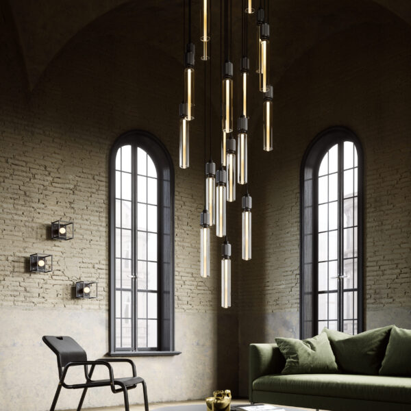 Светильник Buster and Punch HEAVY METAL LINEAR CASCADE CHANDELIER GUN METAL 2